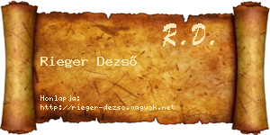 Rieger Dezső névjegykártya